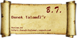 Benek Talamér névjegykártya